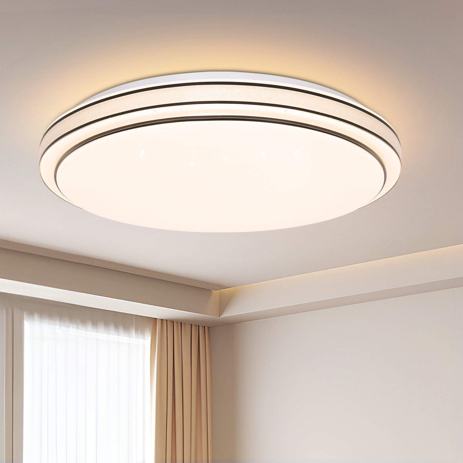 NETTLIFE LED - kattovalaisin, makuuhuoneeseen - halkaisija, 27 cm, tähtitaivasvalaisin 12W lämmin Valkoinen lamppu, moderni