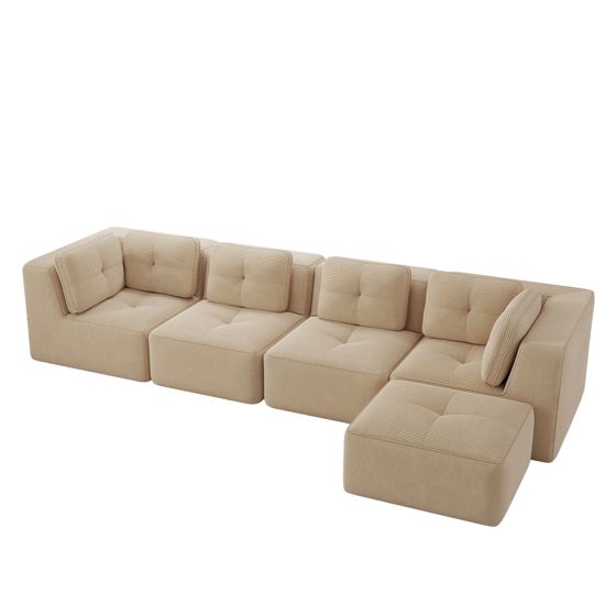moduulisohva 4-paikkainen beige kankas moderni säädettävä