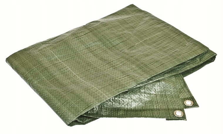 Vihreä kaksikerroksinen pressu 5x6 m, 12 mm alumiinisilmukat