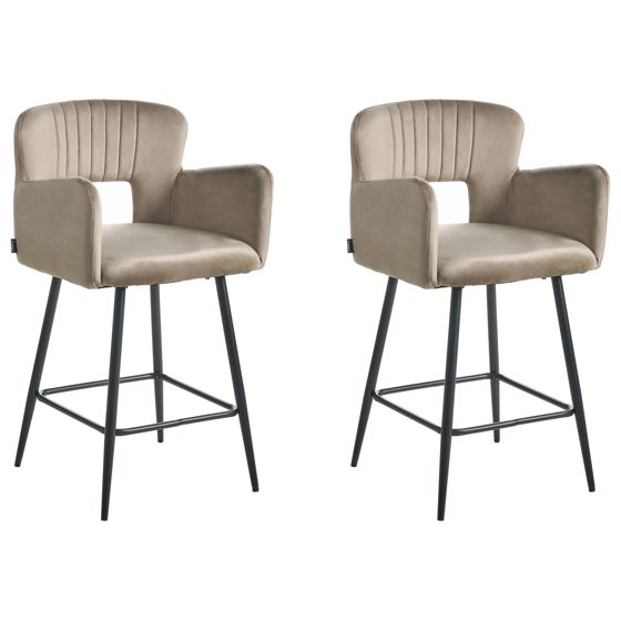 Baarituolisetti 2 kpl SANILAC sametti Ruskeanharmaa