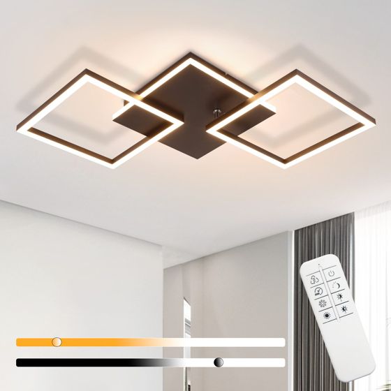 NETTLIFE LED - kattovalaisin, olohuoneeseen, musta, himmennettävä, neliönmuotoinen, moderni, 36w Kaukosäätimellä