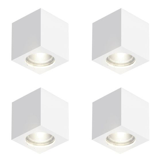NETTLIFE valkoinen pinta - asennettava Kohdevalaisin GU10, neliönmuotoinen pinta - asennettava Kohdevalaisin 40WKipsi, pieni moderni Kattovalaisin