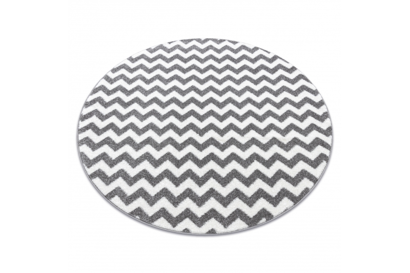 Matto SKETCH pyöreä - F561 harmaa/valkoinen - Zigzag pyöreä 140 cm
