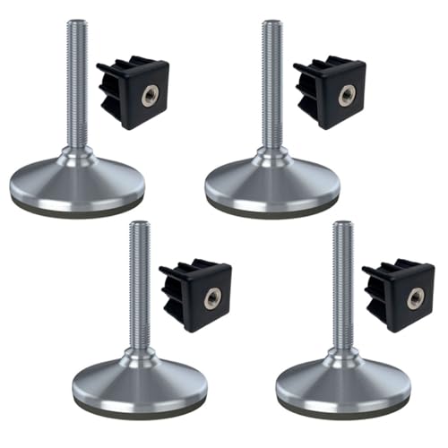 Ruostumaton jalka 16x100x105mm, jalustassa kumityyny + insertit 50x50x2.mm - 4 kpl:n sarja.