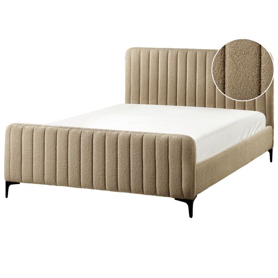 Sänky buklee LUNAN 140 x 200 cm Ruskeanharmaa