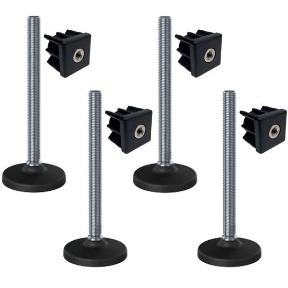 Ruostumattomat tasoitusjalat 16x230 muovinen pohja + insertit 40x40x20 2.0mm - 4 kpl