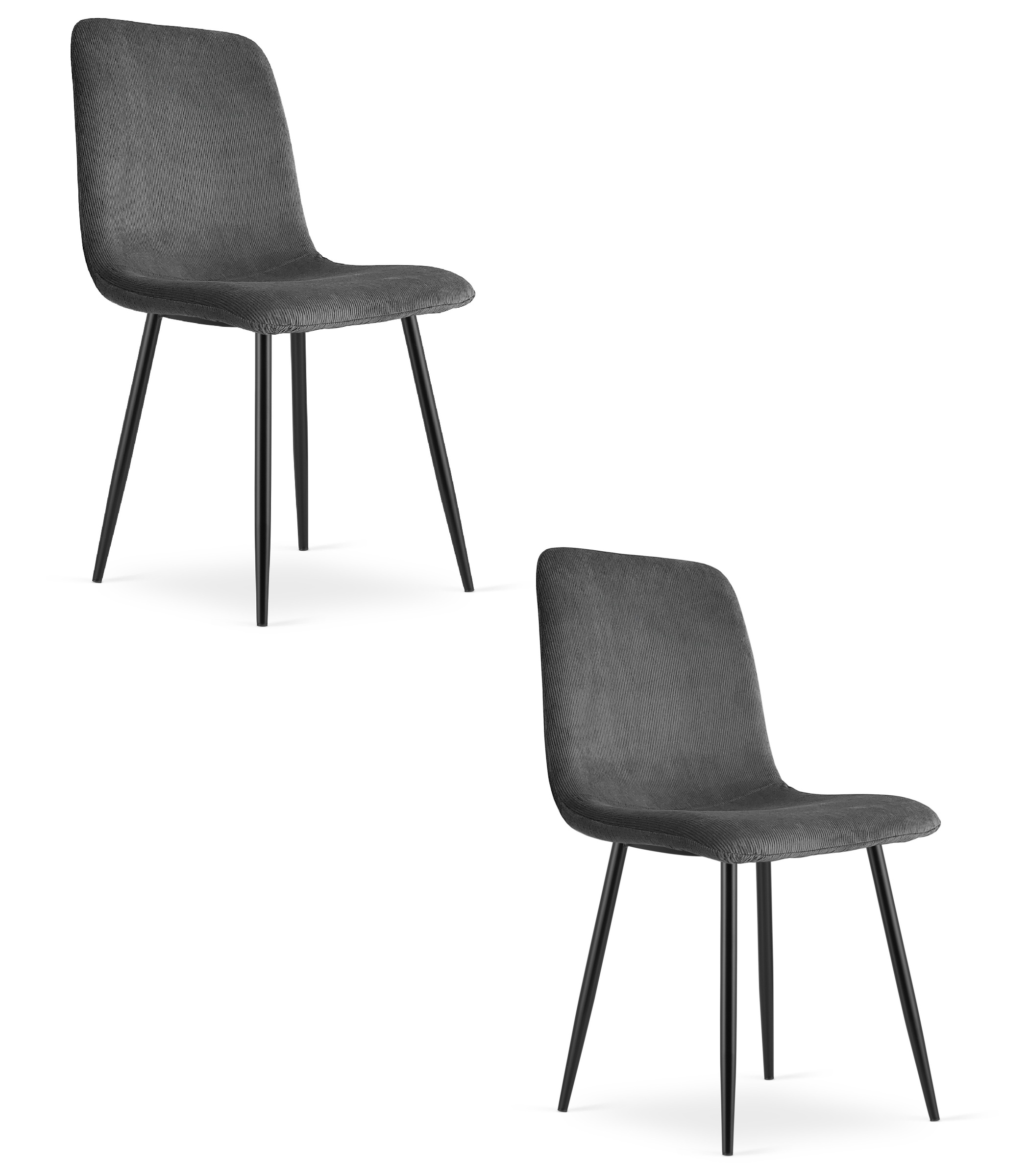 RIFT-verhoiltu tuoli, harmaa vakosametti, mustat jalat (2 kpl)