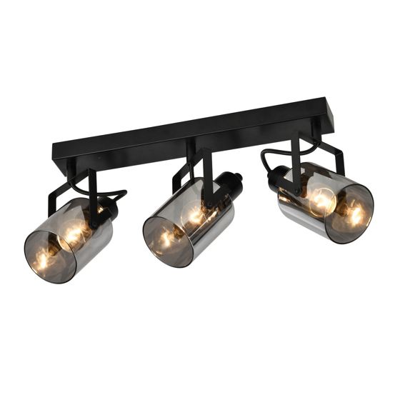 NETTLIFE - kattospotti musta kattospotti 3 lamppua säädettävä 350° E14 lasispotti