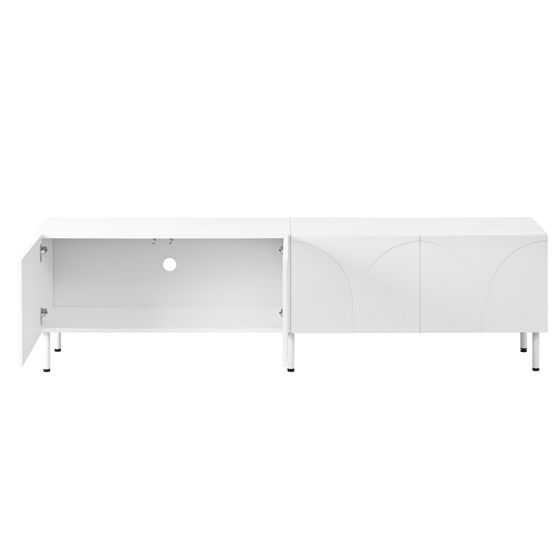 TV-taso 180x35x49 cm valkoinen lastulevy MDF säilytyksellä ja metallijalat