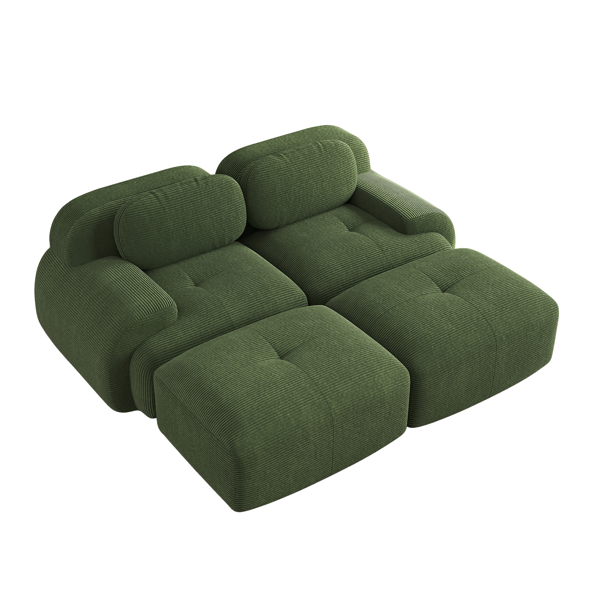 moduulisohva 2-paikkainen vihreä korduroy moderni säädettävä ergonominen