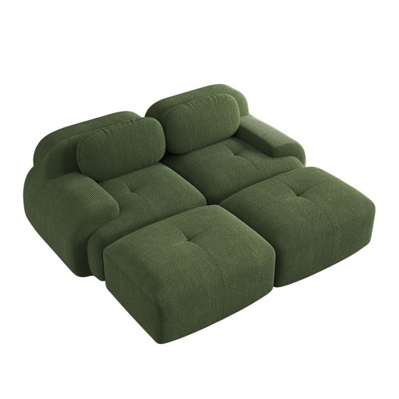 moduulisohva 2-paikkainen vihreä korduroy moderni säädettävä ergonominen