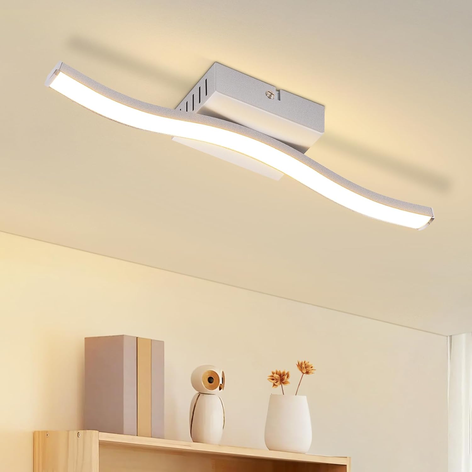 NETTLIFE Moderni LED-kattovalaisin Musta 6WAaltomuotoilu3000K Lämmin valkoinenKattovalaisin olohuoneeseen ja käytävään