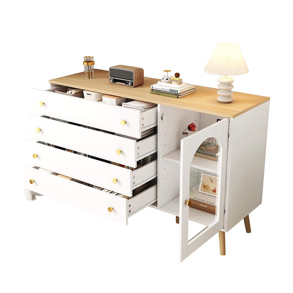 Lipasto, 4 leveää laatikkoa, 40×120×77,5 cm