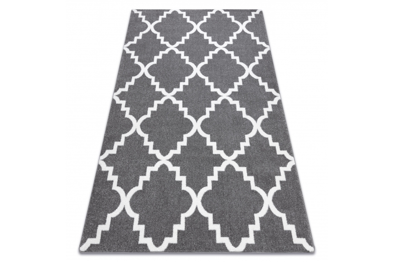 Matto SKETCH - F343 harmaa/valkoinen Marokkolainen apila säleikkö 280x370 cm