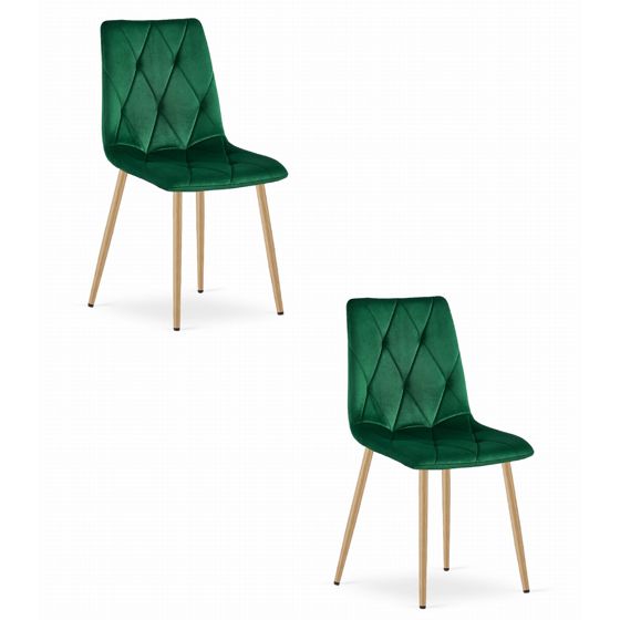LIBRA-tuoli, tummanvihreä sametti, puunväriset jalat (2 kpl)