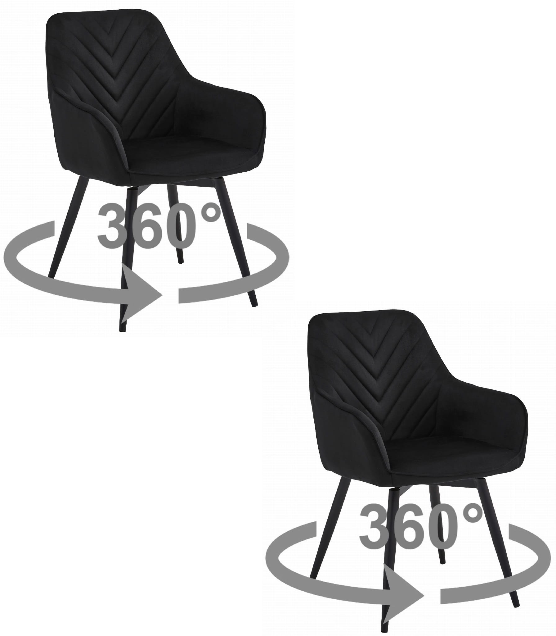 NANA360 tuoli - musta sametti / mustat jalat x 2