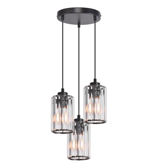 NETTLIFE moderni musta kristalli riippuvalaisin ruokapöydälle, 3 liekkiä, E27