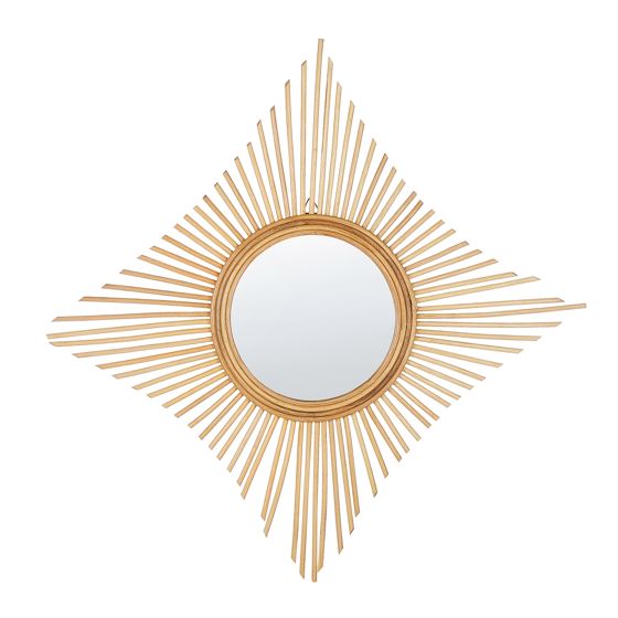 Seinäpeili MAJENE 60 cm 60 cm rottinki Luonnonväri