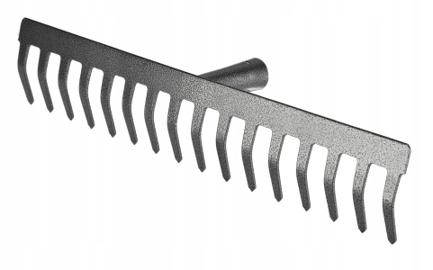 Metallinen puutarhaharava, 16-hampainen, 38 cm