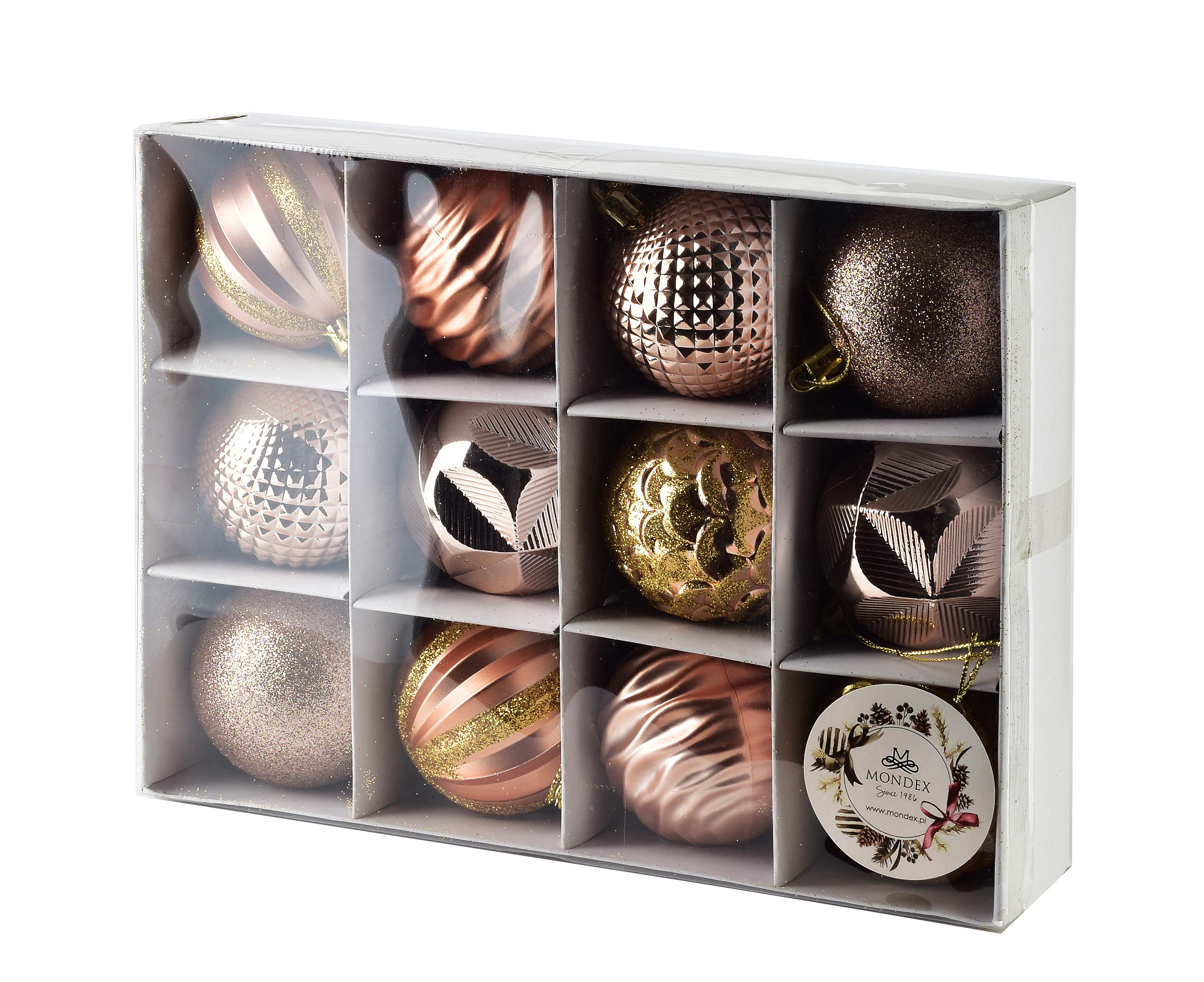 Joulupallot Muovi Santa Lila 6cm kupari 12kpl