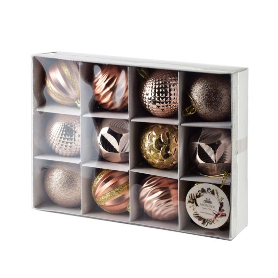 Joulupallot Muovi Santa Lila 6cm kupari 12kpl