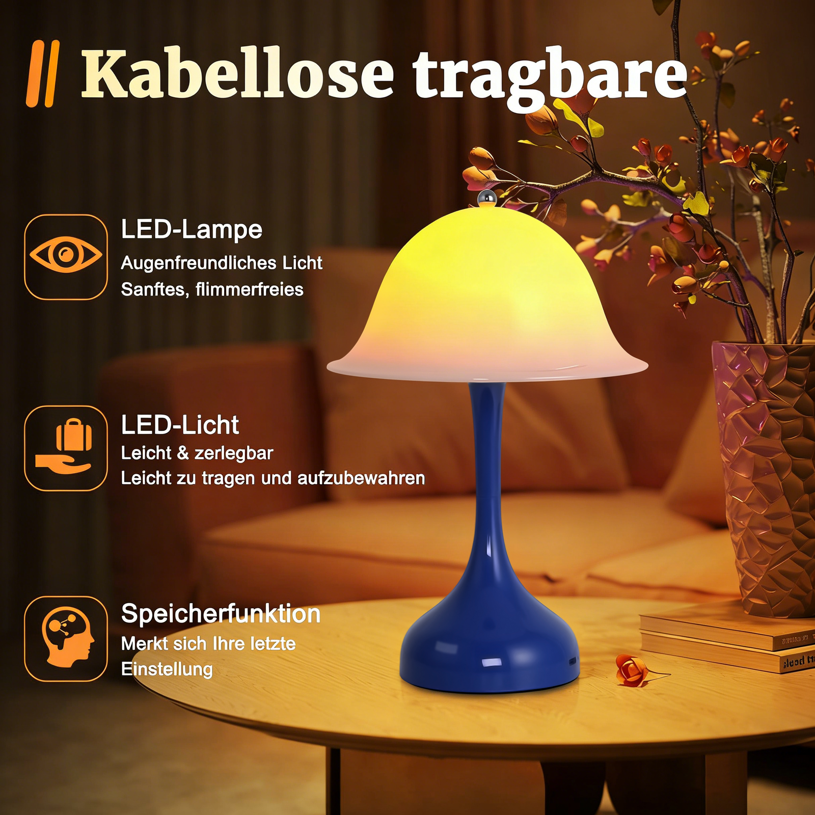 NETTLIFE Langaton LED-pöytävalaisin – Kosketuskaapistovalaisin säädettävällä kirkkaudella, 3 värilämpötilaa, USB-ladattava