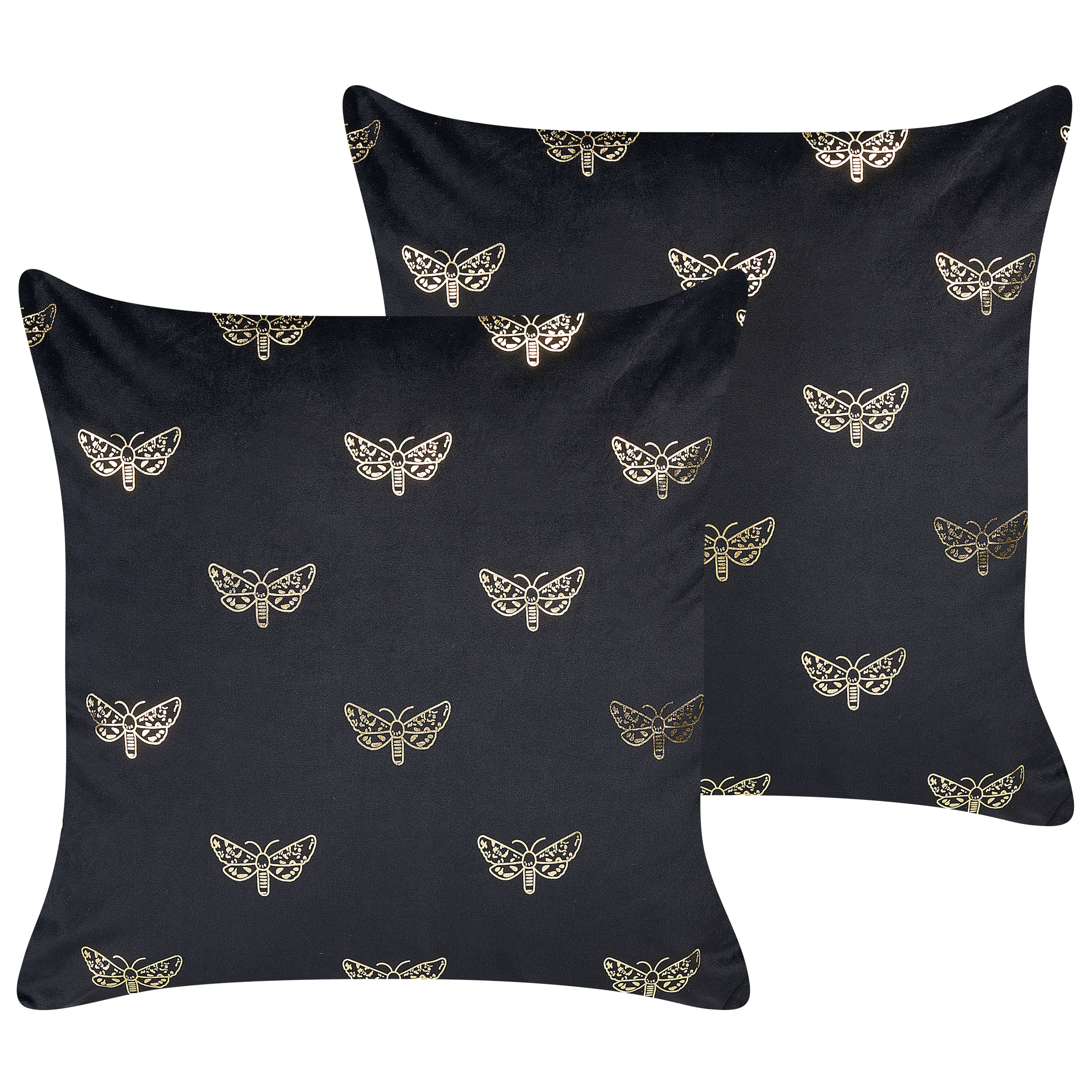 Koristetyynysetti 2 kpl YUZURI 45 x 45 cm Sametti Musta Eläinkuvio