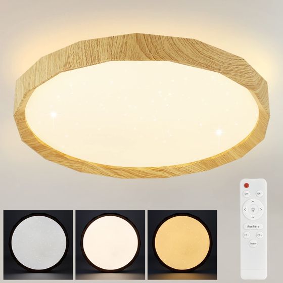 NETTLIFE LED - kattovalaisin, olohuoneeseen - Puujäljitelmä, olohuoneen valaisin, Ø40cm makuuhuoneen Kattovalaisin 43W