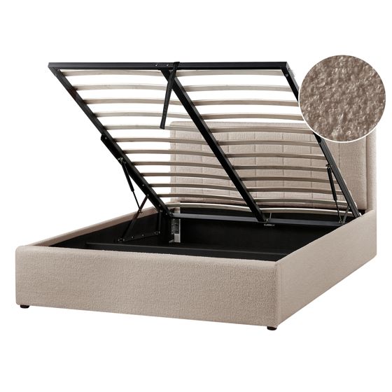 Sänky säilytystilalla buklee MONTLAUR 140 x 200 cm Ruskeanharmaa