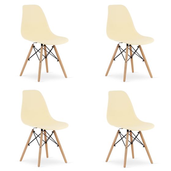 OSAKA-tuoli, kermanvärinen, luonnonväriset jalat (4 kpl)