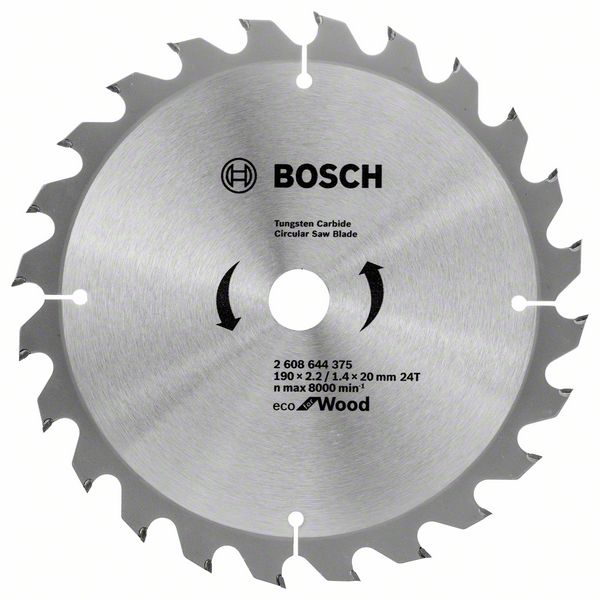 Bosch Eco for Wood -Pyörösahanterä 190x20 mm, 24 hammasta