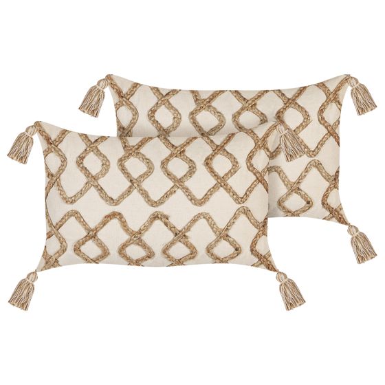 Koristetyynysetti 2 kpl INCANA puuvilla 30 x 50 cm Beige Geometrinen kuvio