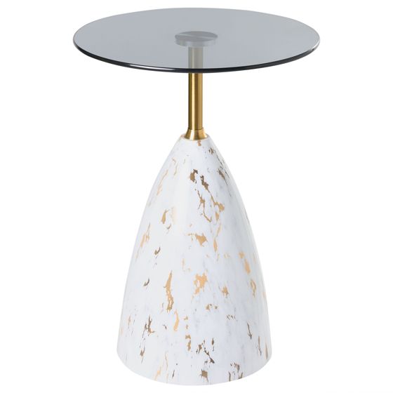 Sivupöytä WABBY karkaistu lasi Valkoinen marmorikuvio