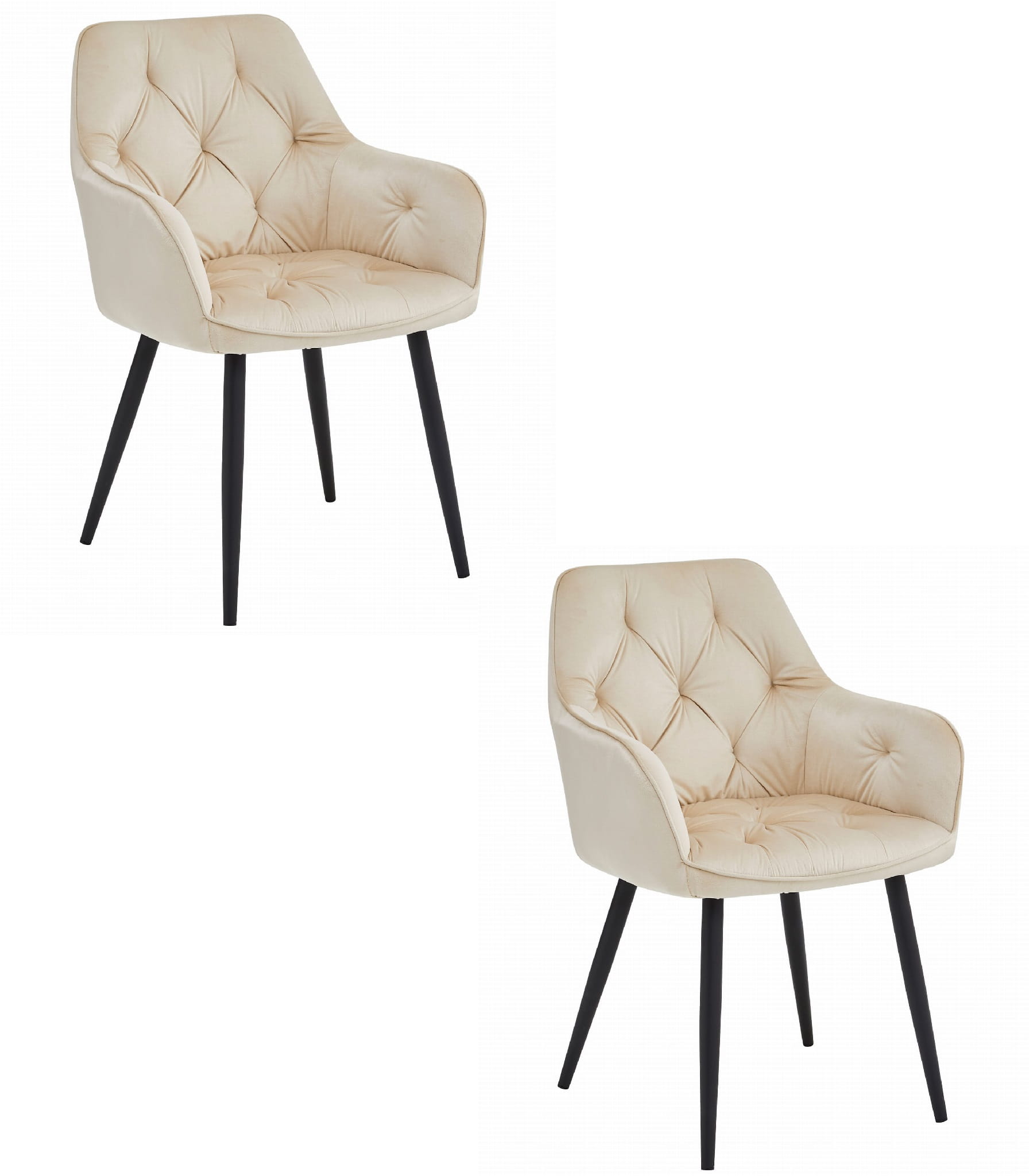 JORK-tuoli 2 kpl, beige sametti, mustat jalat