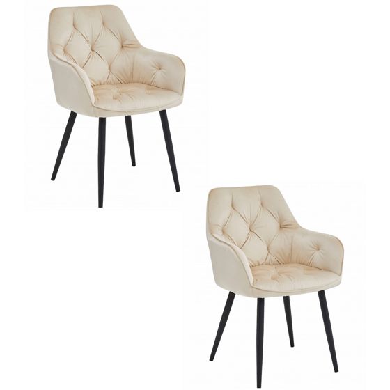 JORK-tuoli 2 kpl, beige sametti, mustat jalat