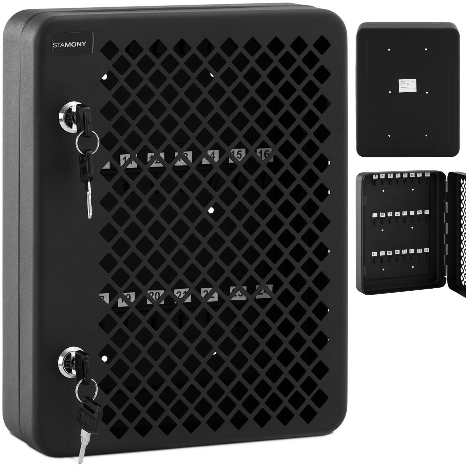 Metallinen seinäjärjestelylaatikko 24 avaimelle