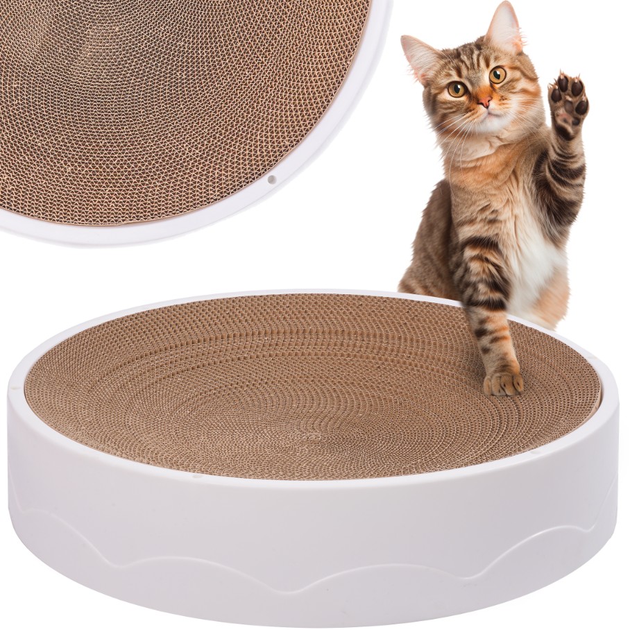 Suuri pahvista tehty raapimapuu kissoille pyöreä