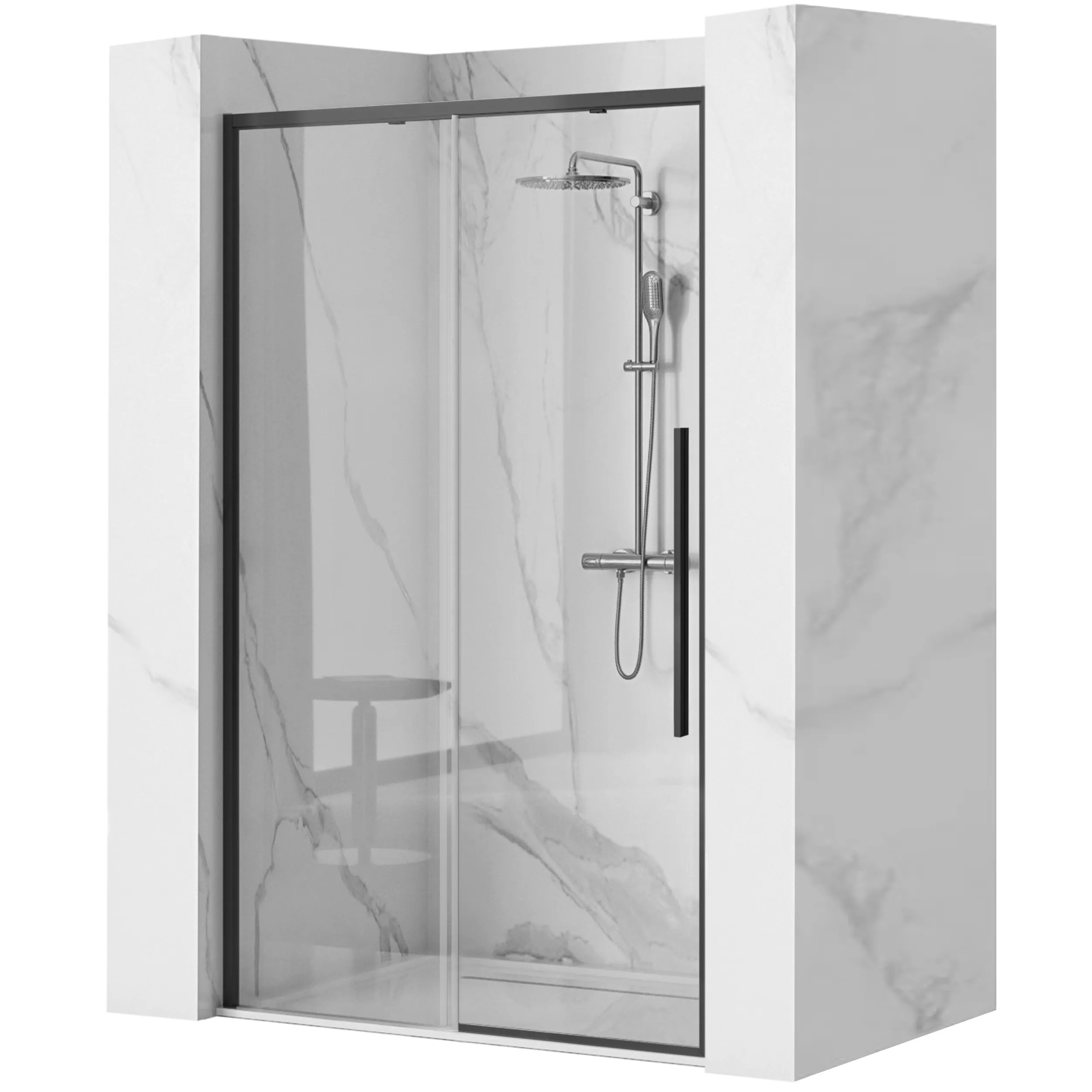 REA suihkuovi SOLAR 90 musta, 2, 2X90X195CM