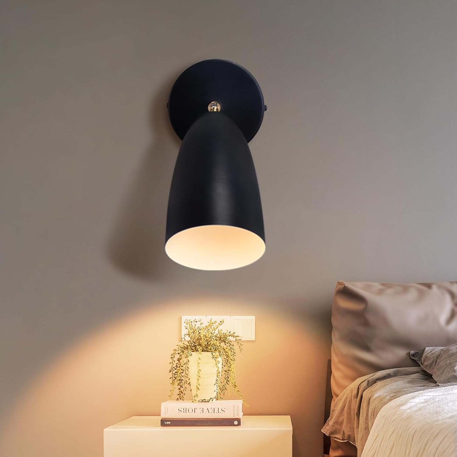 NETTLIFE musta, sisäseinävalaisin - vintage, retro, makuuhuoneen, seinäkohdevalaisin, GU10, ilman, lamppua