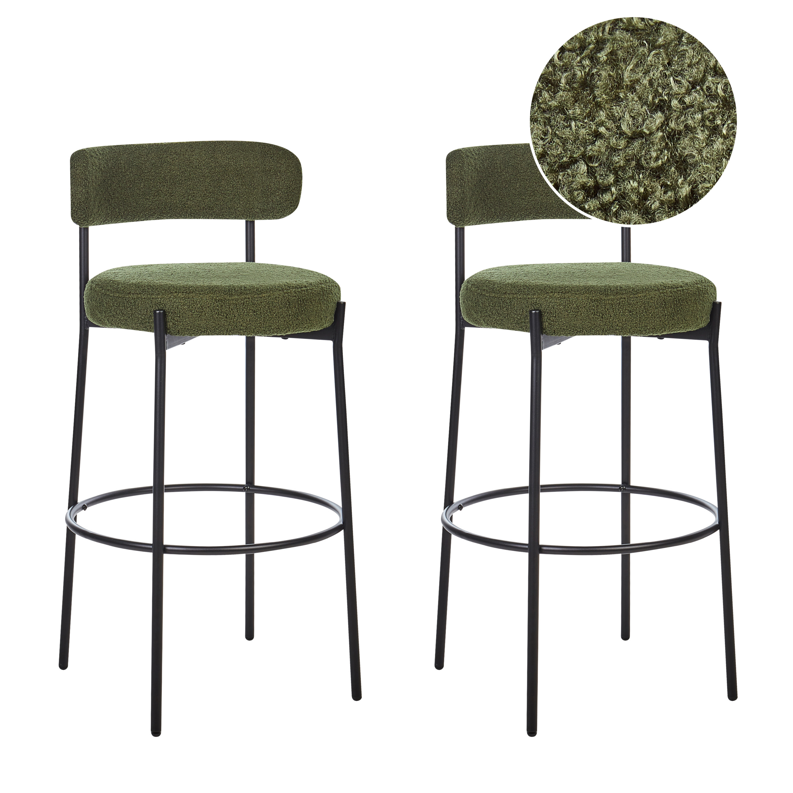 Baarituolisetti 2 kpl ALLISON buklee Vihreä