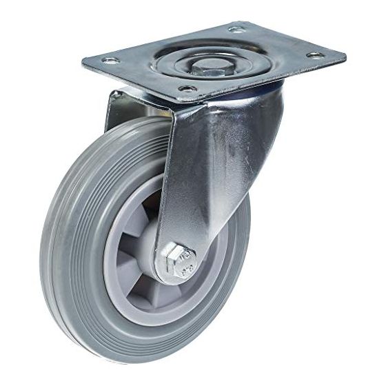 160mm 6" pyöräteline harmaalla kumirenkaalla kääntyvä vahva 135kg kapasiteetti