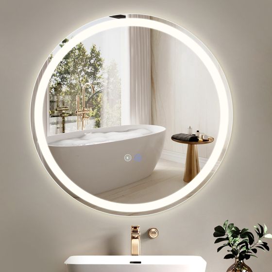 ZMH 60 cm kylpyhuoneen peili huurtumisenestolla, IP44, pyöreä, valkoinen, himmennettävä