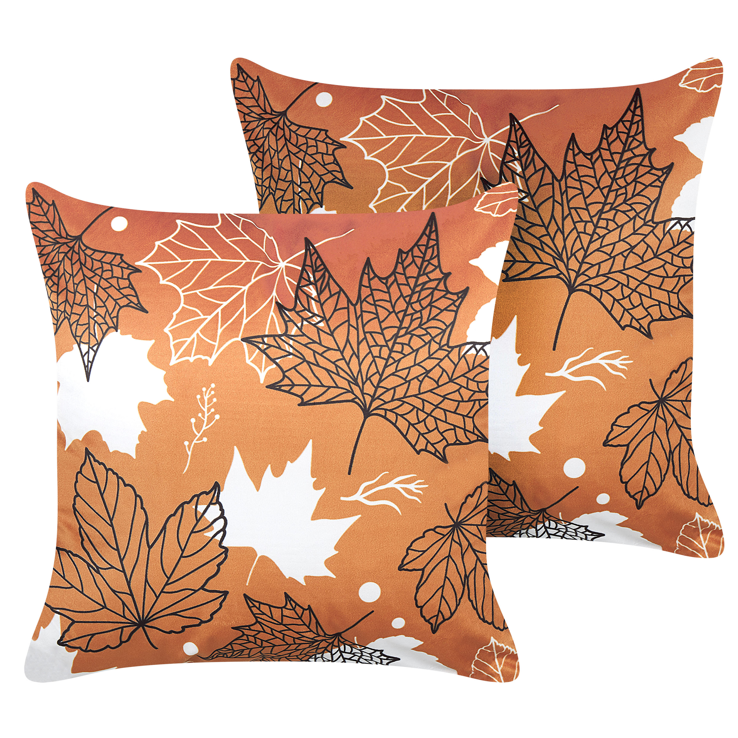 Koristetyynysetti 2 kpl POINSETTIA 45 x 45 cm Sametti Oranssi Kasvikuvio