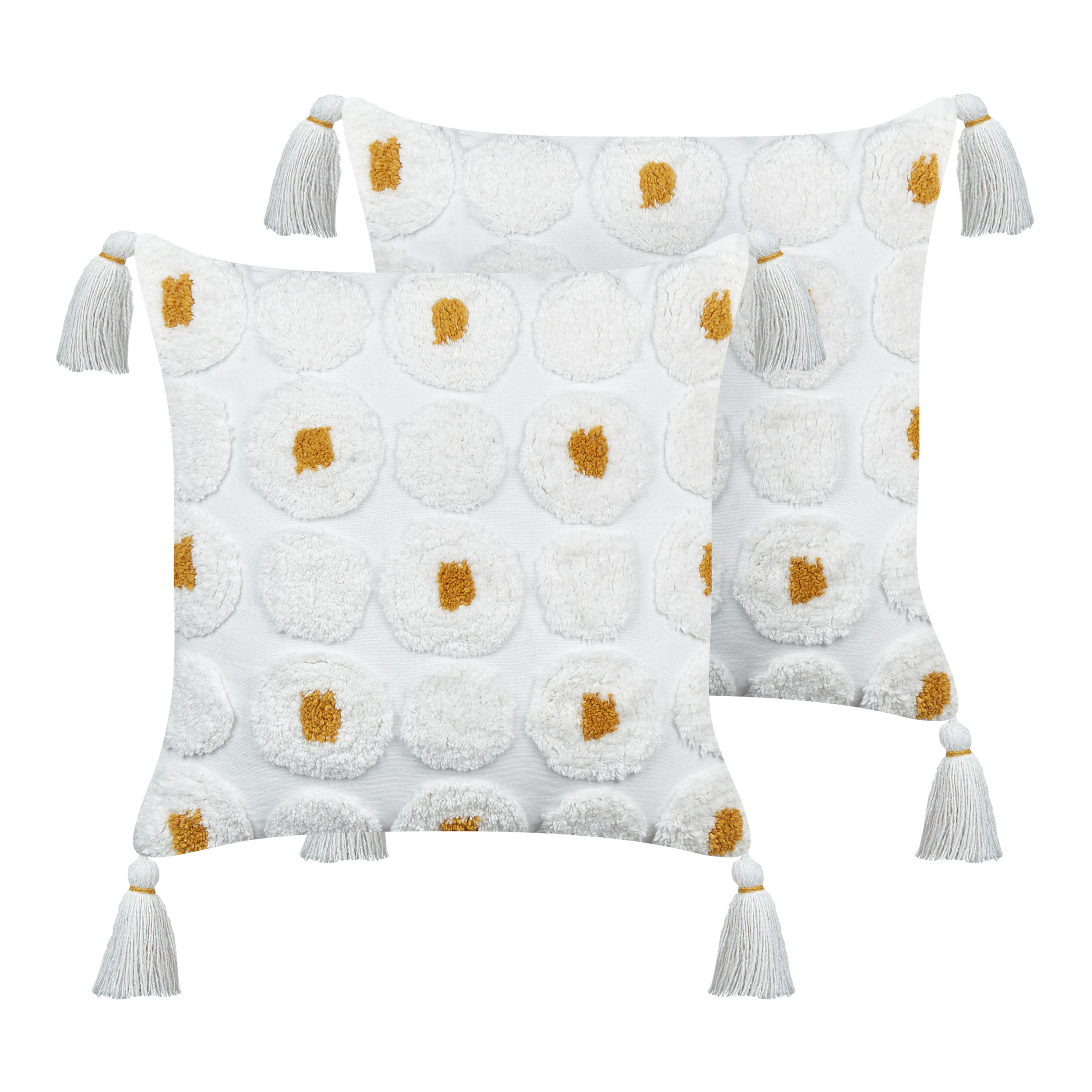 Koristetyynysetti 2 kpl AZALIA 45 x 45 cm Puuvilla Valkoinen Kukkakuvio
