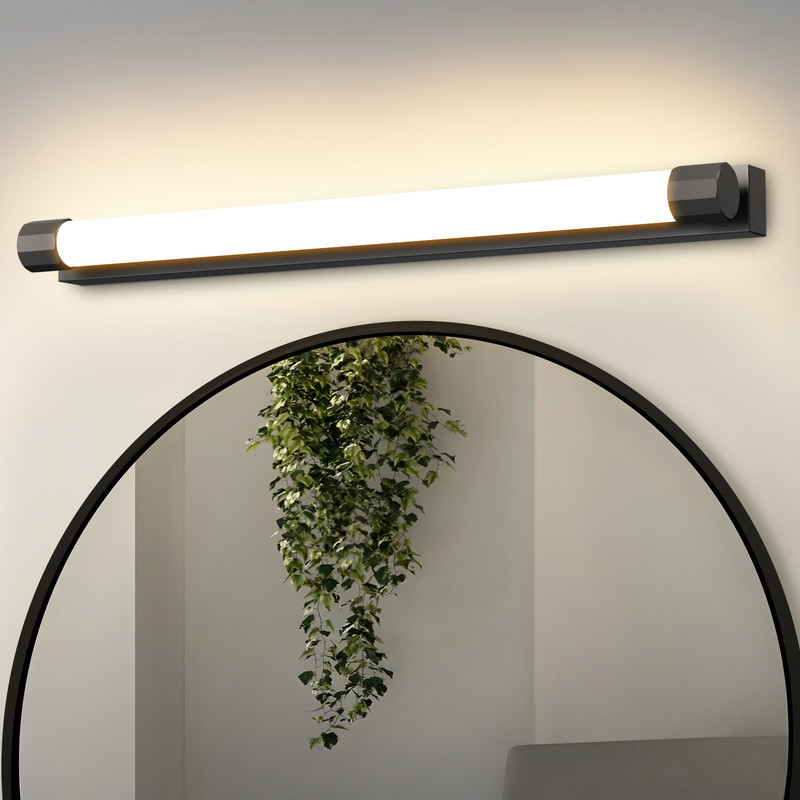 NETTLIFE LED 50 cm peilivalaisin: 10 W, musta, IP44, 3000K lämpimänvalkoinen, eteiseen tai olohuoneeseen