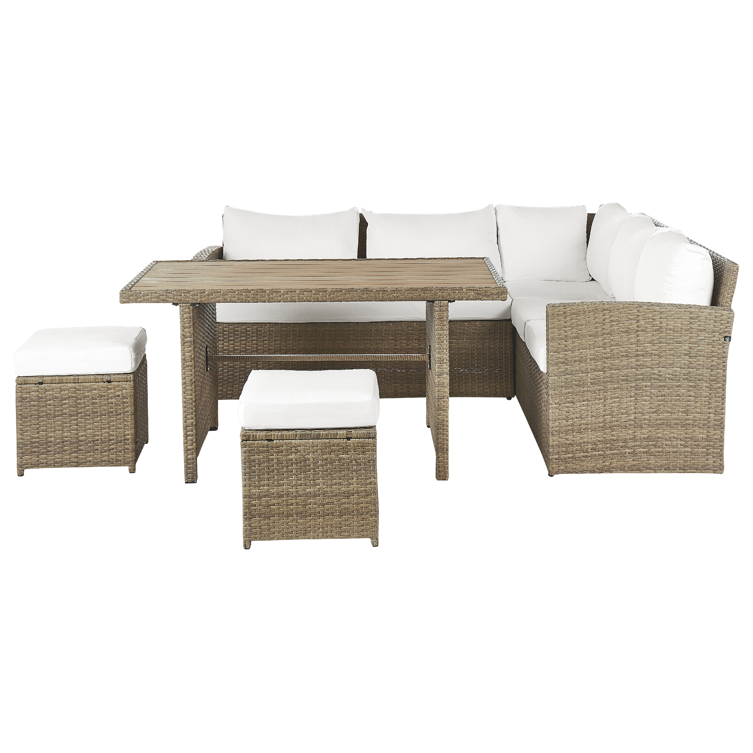 Ulkosohvaryhmä rahilla ja pöydällä 5-istuttava BARDI tyynyillä polyrottinki Ruskea