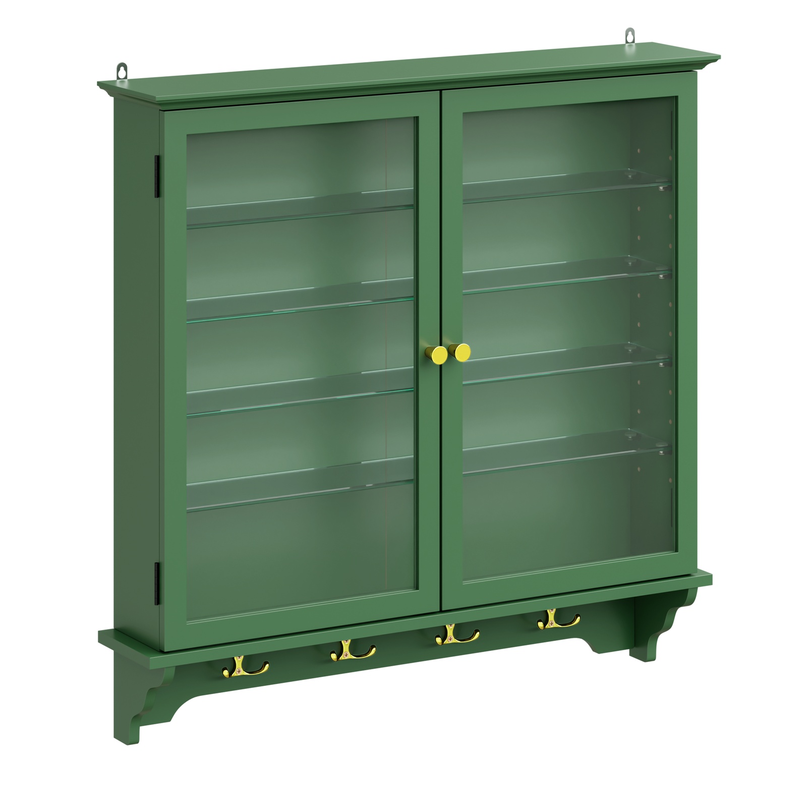 Seinäkaappi lasiovia ja säädettäviä lasihyllyjä tummanvihreä 68.0x13.5x68.5 cm FSB114-E-SY