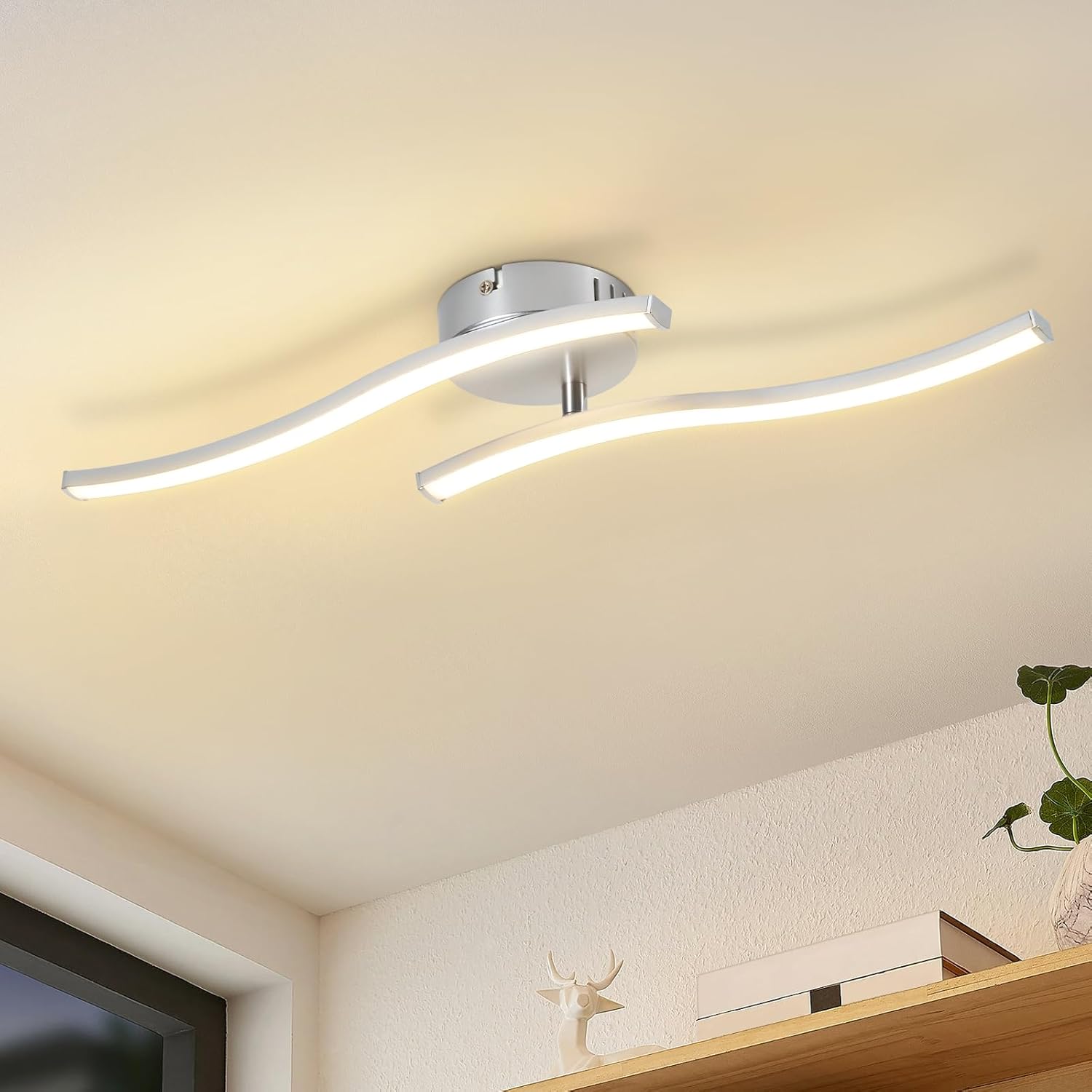 NETTLIFE led-kattovalaisin 12W moderni aaltomainen 3000K lämmin valkoinen valo olohuone makuuhuone keittiö eteinen