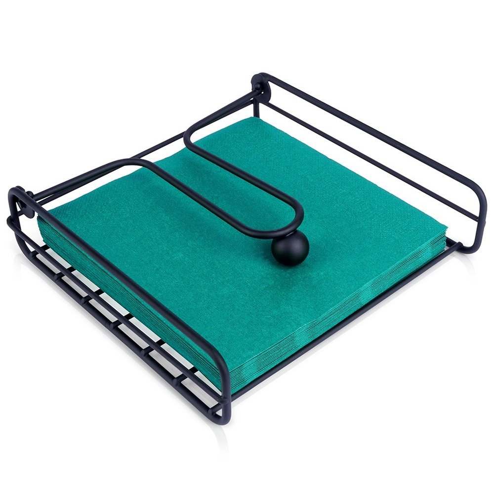 Musta metallinen lautasliinateline 19x19,5 cm