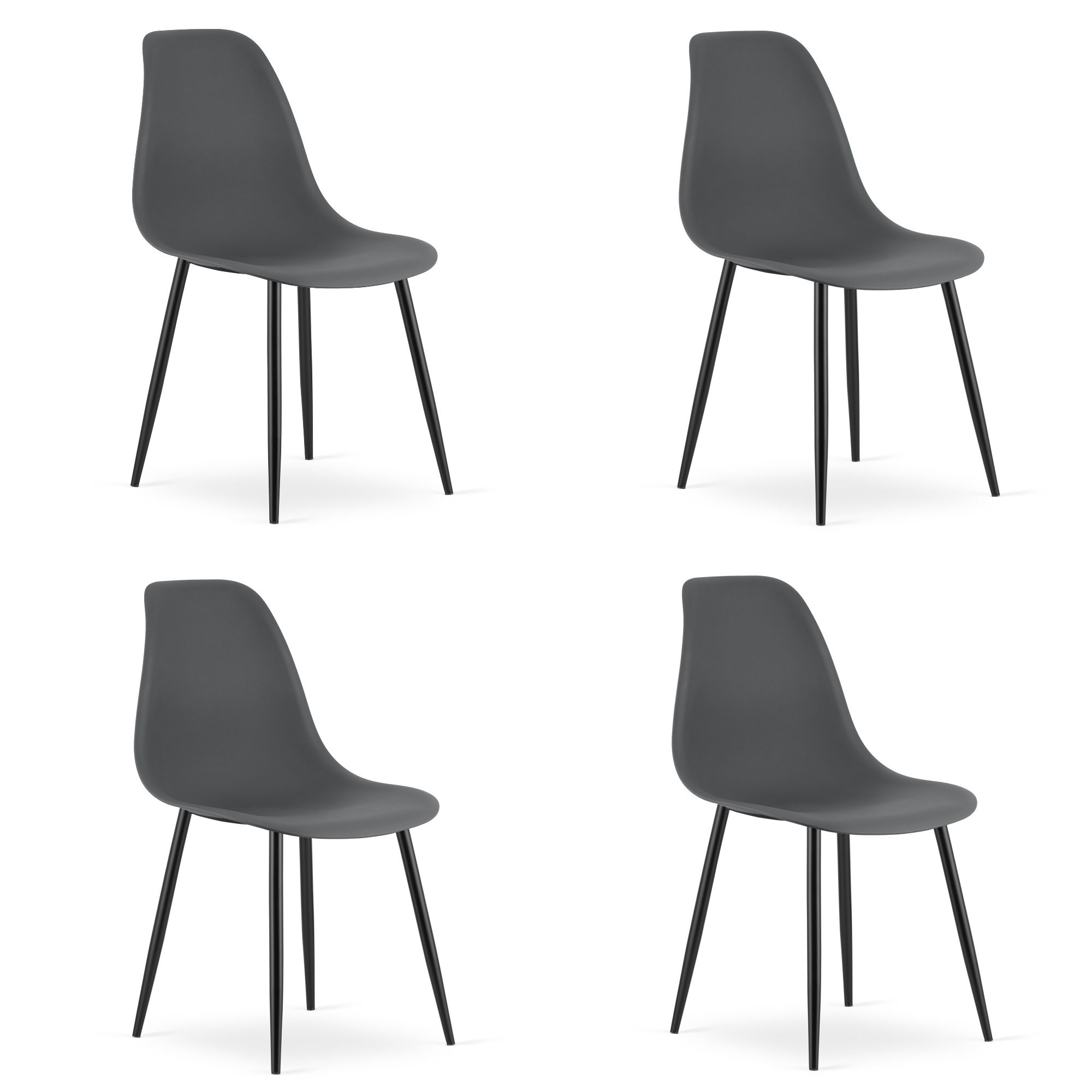 WAT-tuoli tummanharmaa, mustat jalat (4 kpl)